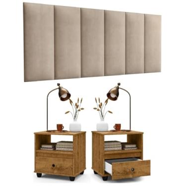 Imagem de Conjunto Cabeceira Júlia 1,40m + 2 Mesas de Cabeceira Box- JM3 Moveis (Bege + Freijó)