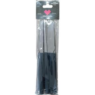 Imagem de Kit 6 Facas de Mesa Linha Mato Grosso – Aço Inox com Cabo Anatômico Preto, Corte Preciso, Alta Durabilidade e Design Moderno