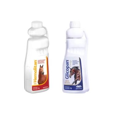 Imagem de Glicopan Energy E Hemolitan 1l Suplemento Cavalos Equinos Kit