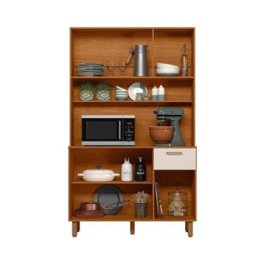 Imagem de Cozinha Compacta 6 Portas 1 Gaveta 110 Cm Livi Freijo Off White Pln - 