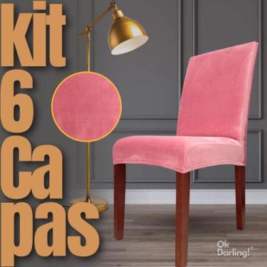 Imagem de Kit 6 Capas de Cadeira Linha Premium Suede - Rosa Chá - OK Darling