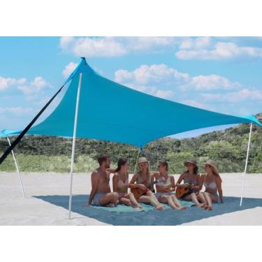 Imagem de Tenda de praia Bestset 3x3m UPF50+ à prova de vento de 4 pólos