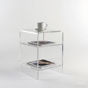 Imagem de Mesa de canto de acrílico/mesa de cabeceira, 55,88 cm A, elegante e durável. Ideal para quartos, salas de estar e interiores modernos. Uma escolha perfeita como mesa de cabeceira ou peça lateral de