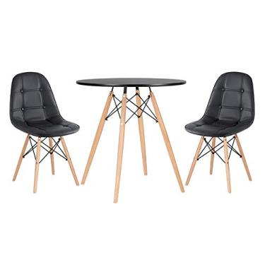 Imagem de Loft7, Kit Mesa Eames 70 cm preto + 2 cadeiras estofadas Botonê preto