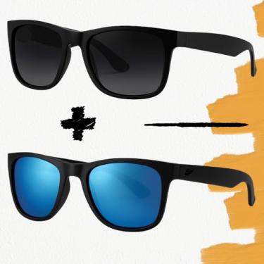 Imagem de Óculos de Sol Estilo Quadradinho Acetato(2 - JUSTIN PRETO + AZUL)