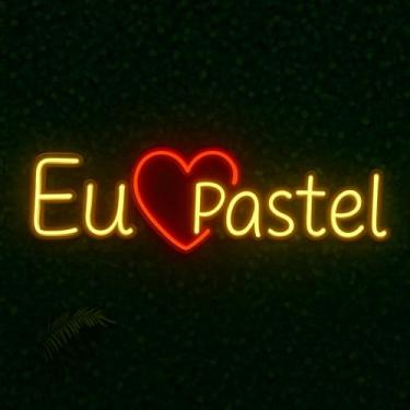 Imagem de Painel Neon Led Decorativo Para Loja Eu Amo Pastel 70x25cm - Branco Quente E Vermelho