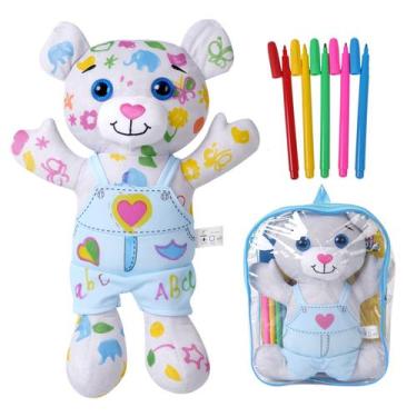 Imagem de Brinquedo de pelúcia para colorir DRAWMYTOY Doodle Doll com 5 marcador