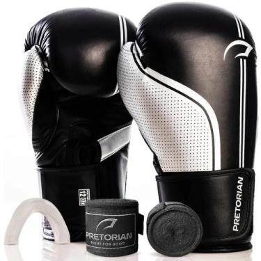 Imagem de Luva De Boxe Muay Thai First Fx1 Preto/Prata + Bandagem + Protetor Buc