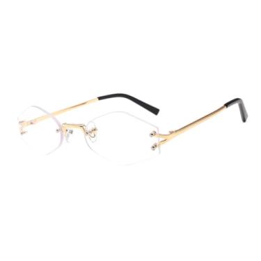 Imagem de HPIRME Óculos de sol da moda masculino, formato polígono, proteção UV, óculos de sol feminino (dourado)