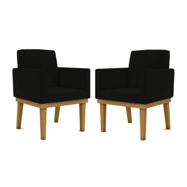 Imagem de Kit 02 Cadeiras C/Base Mesa/Estudos Poltrona preta