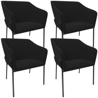 Imagem de Kit 4 Cadeiras Para Sala De Jantar Estar Living Olívia L02 Suede Preto