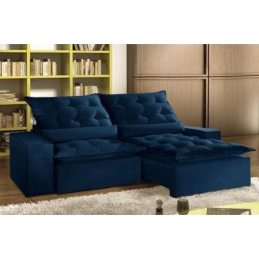 Imagem de Sofá Retrátil e Reclinável 2.50m Malta Movenzo Estofados, Azul, 250m, 