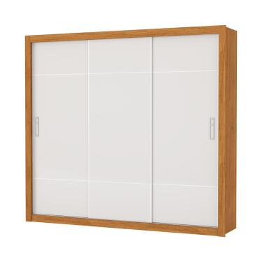 Imagem de Guarda Roupa Casal Lotse 3 Portas De Correr Sem Espelho Carioca Moveis Cinamomo-off White