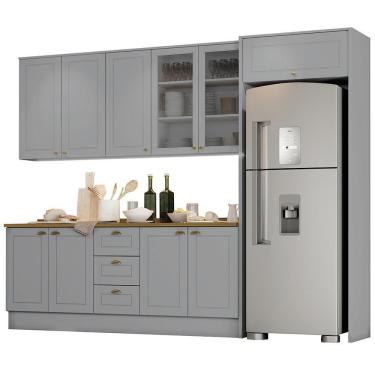 Imagem de Cozinha Completa Americana 5 Peças Com Lateral Cinza - Móveis Henn Cinza