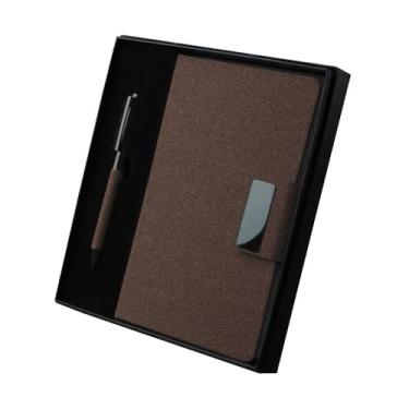 Imagem de Kit Escritório Completo com Caderno, Mouse Pad, Caneta, Porta Objetos, Régua e Estojo, Material Escolar e Papelaria para Organização (Kit escritório A5 Café)