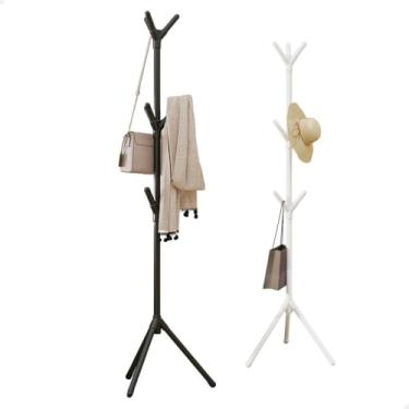 Imagem de Mancebo Cabideiro ChãO，Mancebo Cabideiro ChäO Metal，Com 12 Ganchos，Altura: 170 cm，para Ajudá-Lo a Organizar Suas Roupas e Bolsas em Casa(Preto (9 Ganchos))