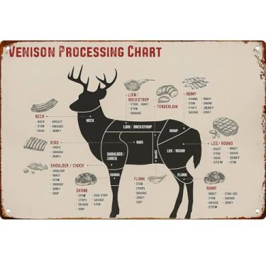 Imagem de Gráfico de processamento de veado vintage pôster pendurado de açougueiro de veado retrô cozinha quarto motivação placas de sala de estar 20x30 centímetros decoração de parede cartazes para banheiro