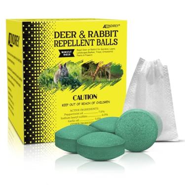 Imagem de 18 peças repelente de veados e coelhos para plantas ao ar livre, bolas naturais de dissuasão de jardim, proteção de longa duração para árvores, flores e vegetais ao ar livre | Seguro para animais de