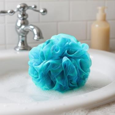 Imagem de Bucha de chuveiro para mulheres, esponja de banho de 75 g, esfregão esfoliante para o corpo, puffs de malha macia, acessórios essenciais para chuveiro