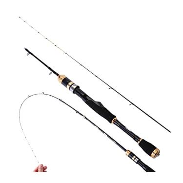 Imagem de ZzleoyuUUs-12 Vara de pesca Vara de pesca de barco super leve, portátil, fibra de carbono, reforçada, equipamento de riacho, 120 cm, 180 g, vara de pesca de surfe (preto)