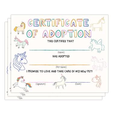 Imagem de Certificado de adoção de pônei, presentes fofos de festa de aniversário para amantes de cavalos, decorações de adoção de cavalos, certificado de amigo animal para meninos e meninas, suprimentos para