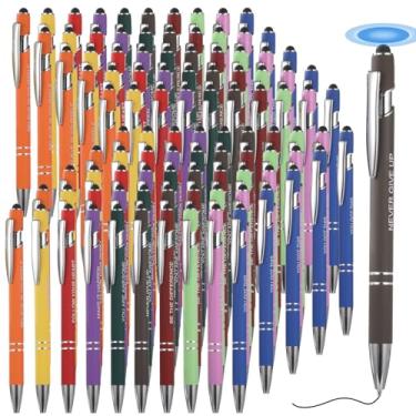 Imagem de OMISTAR 100 canetas inspiradoras com ponta Stylus, canetas esferográficas motivacionais em 10 cores com citações positivas, canetas de tinta preta para mulheres, homens, estudantes, colegas de