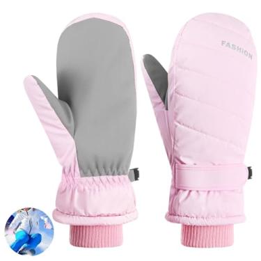 Imagem de Luvas de esqui de inverno para mulheres, luvas térmicas isoladas com design à prova de vento para snowboard e esqui