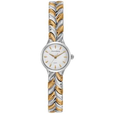Imagem de Mondaine Relógio Feminino Bicolor Metal Redondo Mostrador Branco