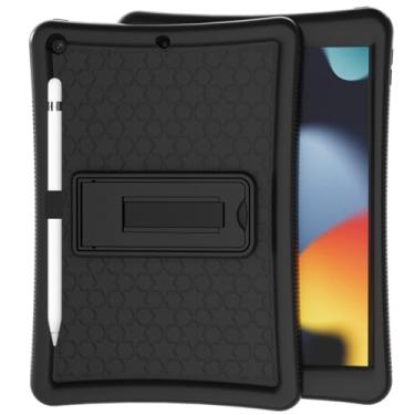 Imagem de Stweap Capa para iPad 9ª/8ª/7ª geração 2021/2020/2019 (10,2 polegadas), capa resistente à prova de choque resistente de 10,2 polegadas com suporte integrado para iPad 9 8 7 Gen (preto + preto)