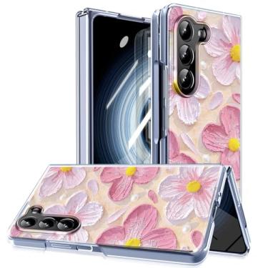 Imagem de MIDIIUGCT Capa magnética para Samsung Galaxy Z Fold 5, anel magnético integrado e carregamento sem fio, capa com absorção de choque para Z Fold 5 [flor rosa] MUS-CXDZ-07-12
