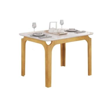 Imagem de Mesa Multiuso Cozinha Marina C- Tampo Madeirado C- Vidro Curvo 120x80cm Cedro-off White - Dj Móveis