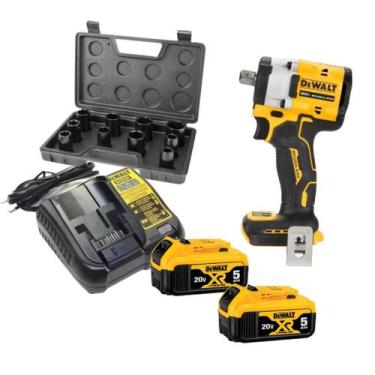 Imagem de Chave De Impacto Dewalt 1/2 20v 2 Baterias 5ah Dcf922 + Soquetes