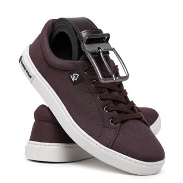 Imagem de kit sapatenis resitente lona confortavel + cinto dupla face (CAFÉ, BR, Adulto, Numérico, 38)