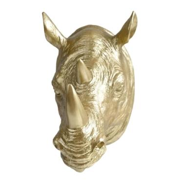 Imagem de BLWOTMOR Decoração de Parede com Cabeça de Rinoceronte para Lareira, Quarto, Artesanato, Estátua de Cabeça de Animal
