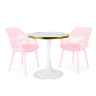Imagem de Conjunto Mesa de Jantar Redonda Majestic 70cm Branca com 2 Cadeiras Es