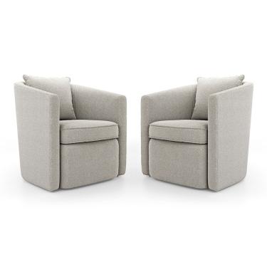 Imagem de Kit 02 Poltronas Decorativas Sala De Estar Aimê Bouclê Bege - Desk Design