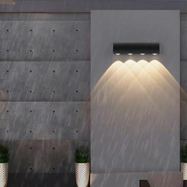 Imagem de Lâmpadas de parede LED para exterior IP65 à prova d'água iluminação de parede de alumínio moderno preto metal lâmpada de parede holofotes interior/exterior para pátio corredor jardins escadas (luz