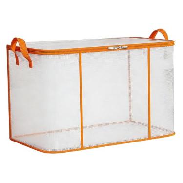 Imagem de Baoblaze Saco de armazenamento de roupas, e ideal para mudanças, com alça para organizar cobertores, suéteres e edredons sazonais, 60cmx40cmx35cm
