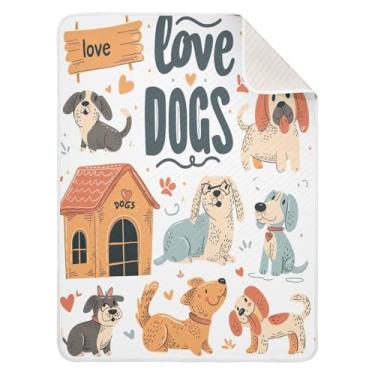 Imagem de Wassud Manta macia de cachorros engraçados para meninos e meninas, 76 x 101 cm, para bebês e recém-nascidos, essencial e aconchegante, para berçário, viagem, carrinho de bebê