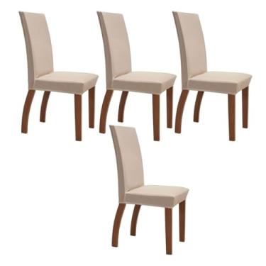 Imagem de Kit 4 Capas para Cadeiras Malha Gel Avelã – Capa Ajustável para Sala de Jantar com Elástico