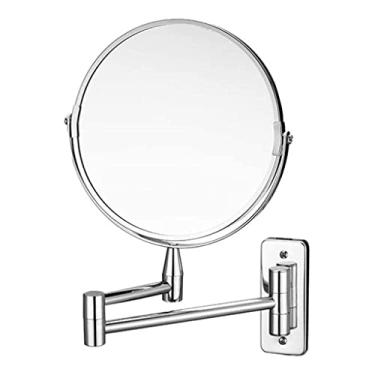 Imagem de LMJYU Espelho de maquilhagem Espelho de maquilhagem Espelho montado na parede, espelho de maquilhagem de casa de banho Espelho de beleza Espelho telescópico dobrável dupla face de alta definição