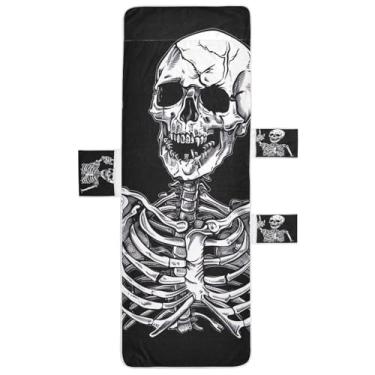 Imagem de STAYTOP Capa de toalha de cadeira de descanso Happy Skull Gestures, capa macia para espreguiçadeira, capas de cadeira de praia com bolsos para jardim, pátio, pátio, banhos de sol, gramado, 215 x 76 cm