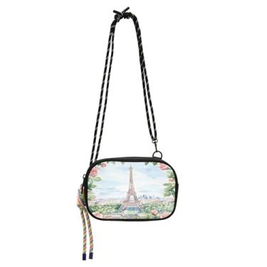 Imagem de STAYTOP Linda paisagem da Torre Eiffel pequena bolsa transversal carteira para celular para mulheres e homens, mini bolsa de viagem - lindo cenário da Torre Eiffel