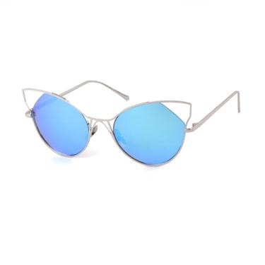 Imagem de HCHES Óculos de Sol Vintage Femininos Vazados com Armação de Metal Rosa e Lentes Espelhadas com Proteção UV400 (3)