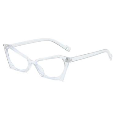 Imagem de Óculos de grau poligonais estilo olho de gato, feminino, masculino, vintage, luxo (transparente)