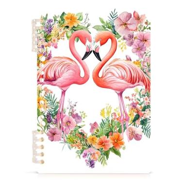 Imagem de Burbuja Um par de cadernos flamingos apaixonados, papel pautado universitário A5 com 60 folhas, fichário para escritório, 1 pacote