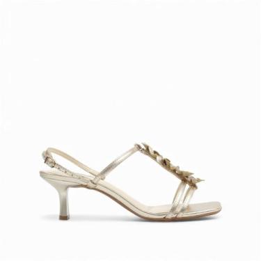 Imagem de Sandália Salto Fino Metalizada - DI VALENTINI, Ouro, 37