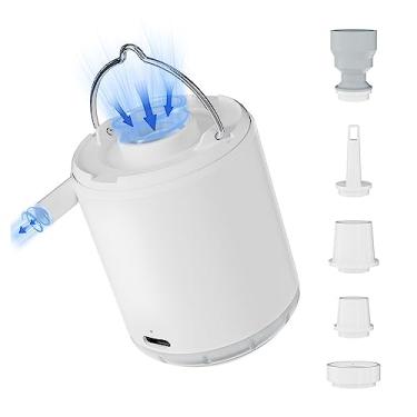 Imagem de Bomba de Ar Sem Fio Compressor Elétrico Portátil com 5 Bicos Luz LED para Inflação e Deflação Piscina Colchão Cama Anéis