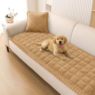 Imagem de Smiry Capas antiderrapantes para apoio de braço de sofá para cães, capas felpudas para sofá e animais de estimação, capas macias laváveis para poltronas reclináveis (camelo, 70 x 70 cm)