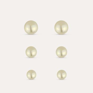 Imagem de Trio De Brincos Pérolas Folheado A Ouro 18k